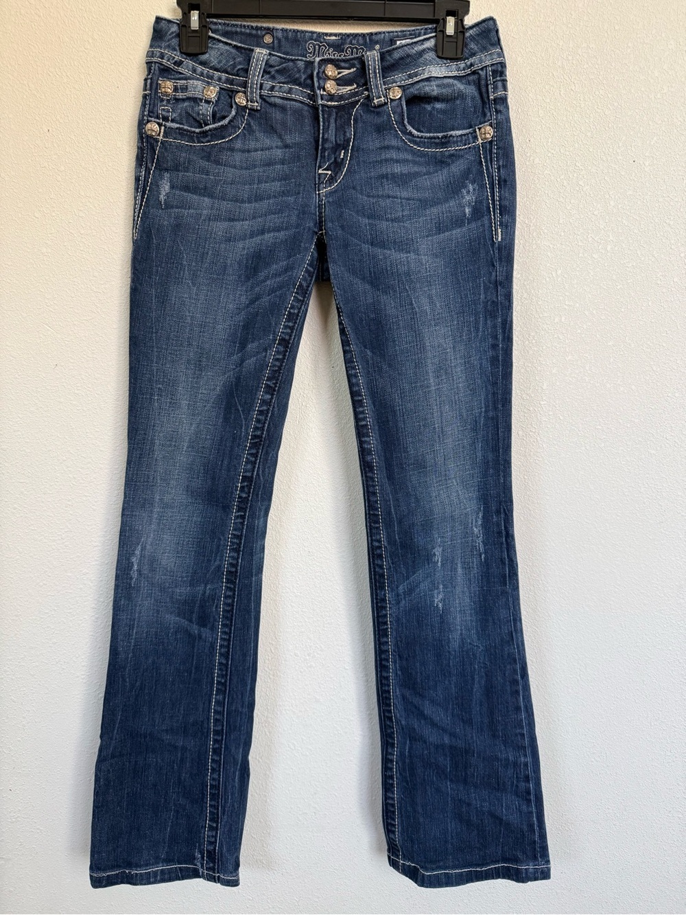 Miss Me Bootcut Jeans Size 27 Embellished Flap Pocket Y2K Denim - Picture 2 of 15